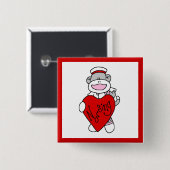 Sock Monkey I Love Nursing T-shirts and Gifts Vierkante Button 5,1 Cm (Voorkant /achterkant)