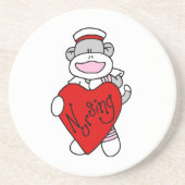 Sock Monkey I Love Nursing T-shirts and Gifts Zandsteen Onderzetter (Voorkant)