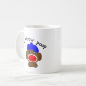 Sock Monkey "I THROW POOP" Koffiemok (Voorkant links)