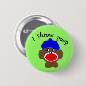 Sock Monkey "I THROW POOP" Ronde Button 5,7 Cm (Voorkant /achterkant)