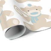 Sock Monkey in Blue Cadeaupapier (Rol Hoek)