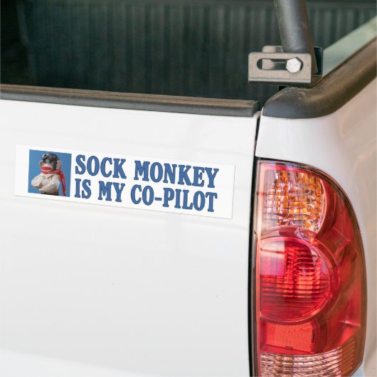 Sock Monkey is mijn co-piloot Bumpersticker (Op Truck)