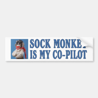 Sock Monkey is mijn co-piloot Bumpersticker