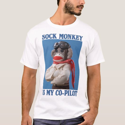 Sock Monkey is mijn co-piloot T-shirt (Voorkant)