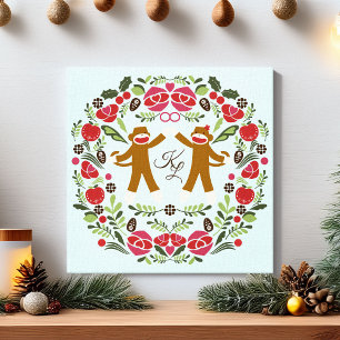 Sock Monkey Joy Canvas Afdruk