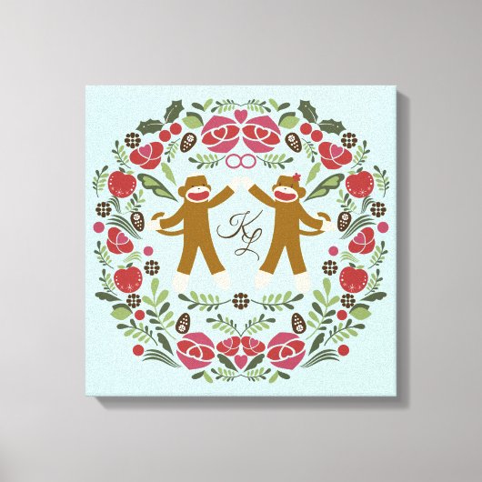 Sock Monkey Joy Canvas Afdruk (Voorkant)