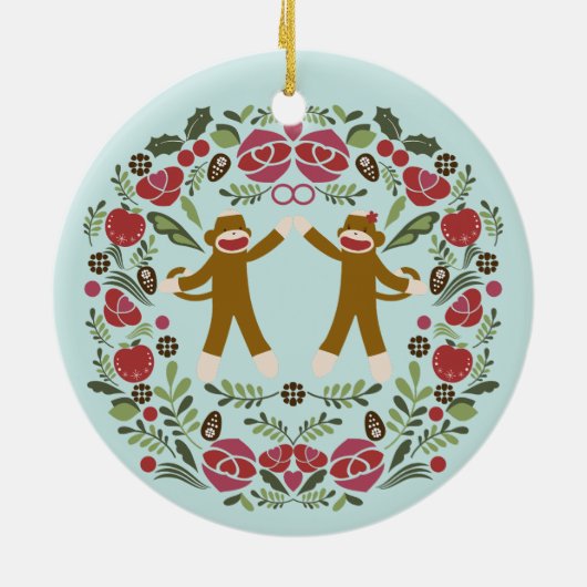 Sock Monkey Joy Ornament (Achterkant)