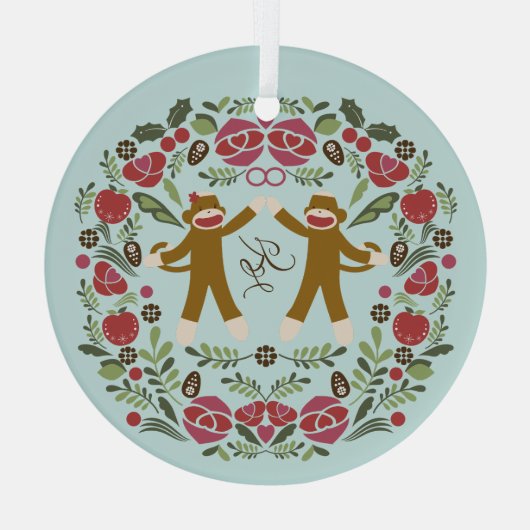 Sock Monkey Joy Ornament (Achterkant)