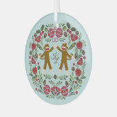 Sock Monkey Joy Ornament (Voorkant links)