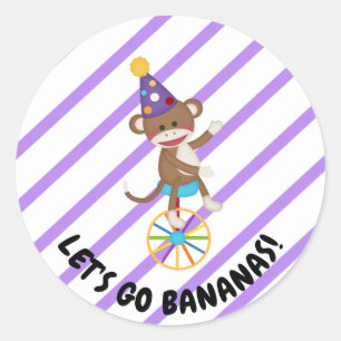 Sock Monkey Juggling Balls Roze Streep Sticker