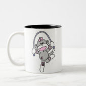 Sock Monkey Jumping Rope Tweekleurige Koffiemok (Links)