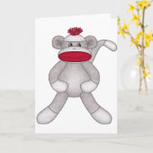 Sock Monkey Kaart (Gele Bloem)