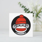 Sock Monkey Kaart / Uitnodiging (Staand voorkant)