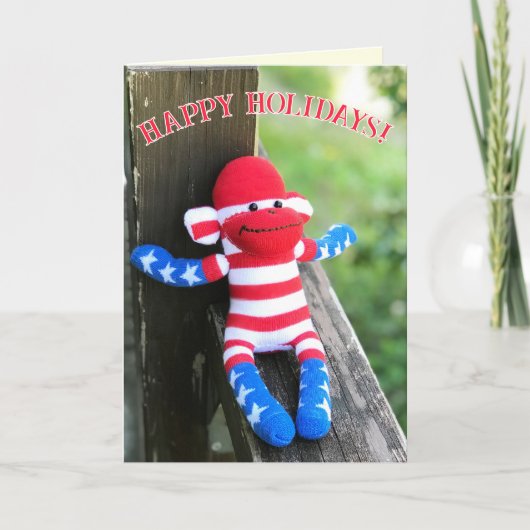 Sock Monkey-kerstKaart (Voorkant)