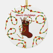 Sock Monkey Kerstmis Keramisch Ornament (Voorkant)