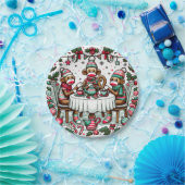 Sock Monkey Kerstmis Tea Party Papieren Bordje (Feest)