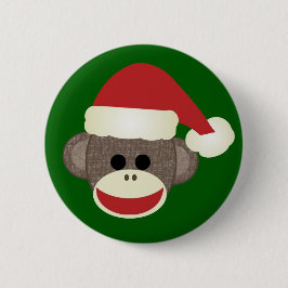 Sock Monkey kerstpin Ronde Button 5,7 Cm