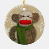 Sock Monkey-kerstversiering Keramisch Ornament (Achterkant)