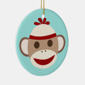Sock Monkey-kerstversiering Keramisch Ornament (Rechts)