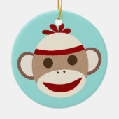 Sock Monkey-kerstversiering Keramisch Ornament (Voorkant)