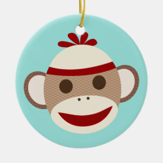 Sock Monkey-kerstversiering Keramisch Ornament