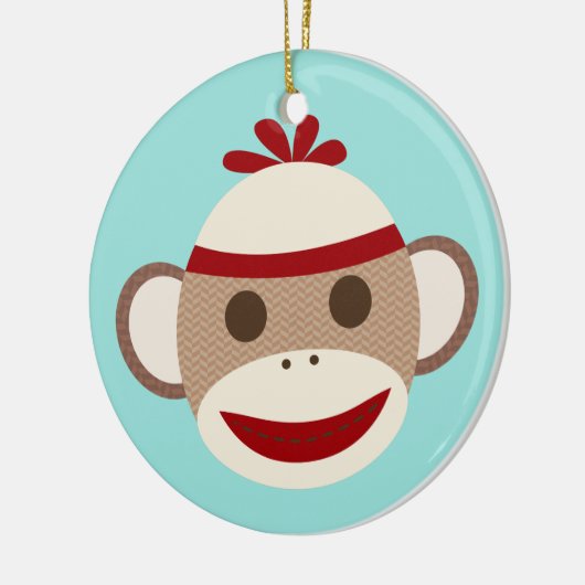 Sock Monkey-kerstversiering Keramisch Ornament (Links)
