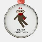 Sock Monkey-kerstversiering Metalen Ornament (Voorkant)