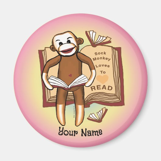Sock Monkey leest Magneet (Voorkant)