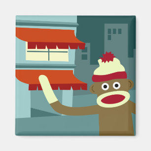 Sock Monkey Lounge Night Magneet
