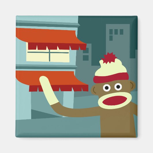 Sock Monkey Lounge Night Magneet (Voorkant)