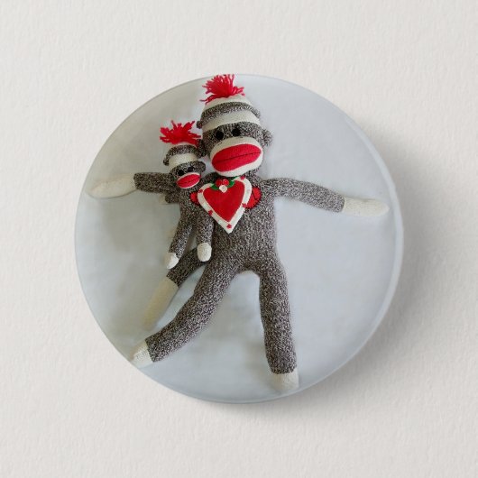 Sock Monkey Love #1 Ronde Button 5,7 Cm (Voorkant)