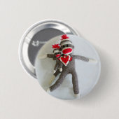 Sock Monkey Love #1 Ronde Button 5,7 Cm (Voorkant /achterkant)