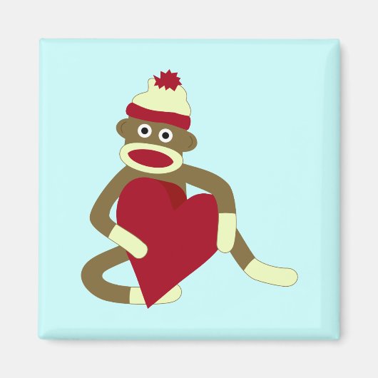 Sock Monkey Love Heart Magneet (Voorkant)