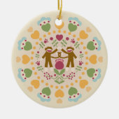 Sock Monkey Lovers in een Folk Garden Ornament (Voorkant)