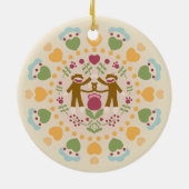 Sock Monkey Lovers in een Folk Garden Ornament (Achterkant)