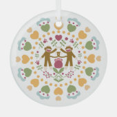 Sock Monkey Lovers in een Folk Garden Ornament (Voorkant)