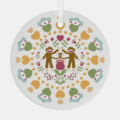 Sock Monkey Lovers in een Folk Garden Ornament (Achterkant)