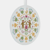Sock Monkey Lovers in een Folk Garden Ornament (Voorkant Rechts)