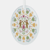 Sock Monkey Lovers in een Folk Garden Ornament (Voorkant links)