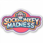 Sock Monkey Madness Paarse Sticker (Voorkant)