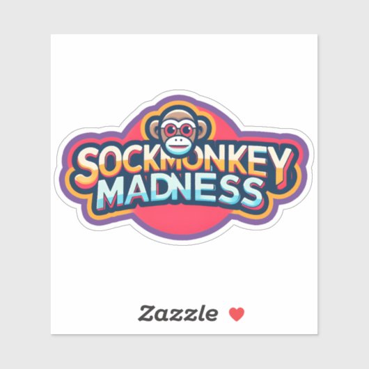 Sock Monkey Madness Paarse Sticker (Vel)