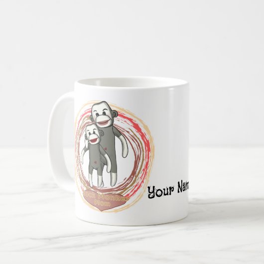 Sock Monkey mama Koffiemok (Voorkant links)