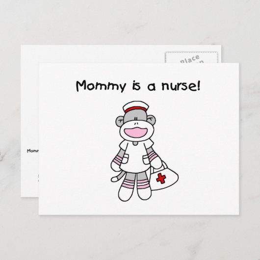 Sock Monkey Mama Nurse T-shirts en geschenken Briefkaart (Voorkant / Achterkant)