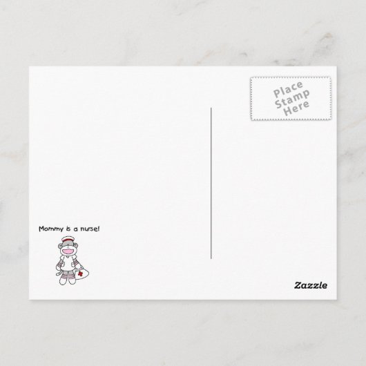 Sock Monkey Mama Nurse T-shirts en geschenken Briefkaart (Achterkant)