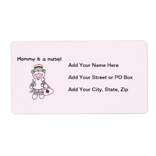 Sock Monkey Mama Nurse T-shirts en geschenken Etiket