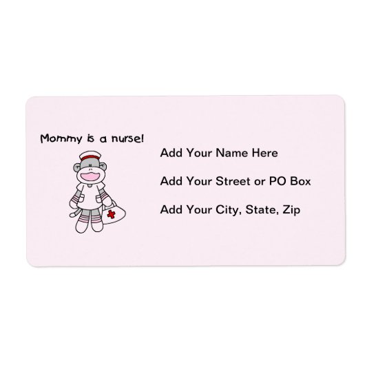 Sock Monkey Mama Nurse T-shirts en geschenken Etiket (Voorkant)