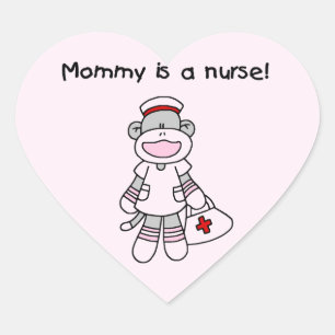 Sock Monkey Mama Nurse T-shirts en geschenken Hart Sticker