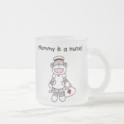 Sock Monkey Mama Nurse T-shirts en geschenken Matglas Koffiemok (Rechts)