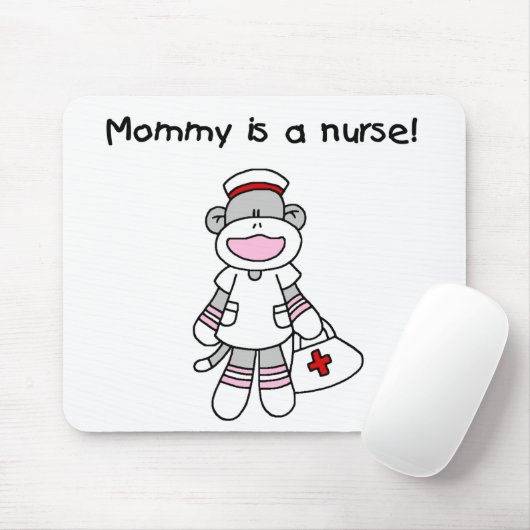 Sock Monkey Mama Nurse T-shirts en geschenken Muismat (Met muis)