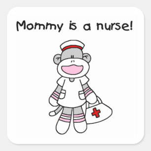 Sock Monkey Mama Nurse T-shirts en geschenken Vierkante Sticker